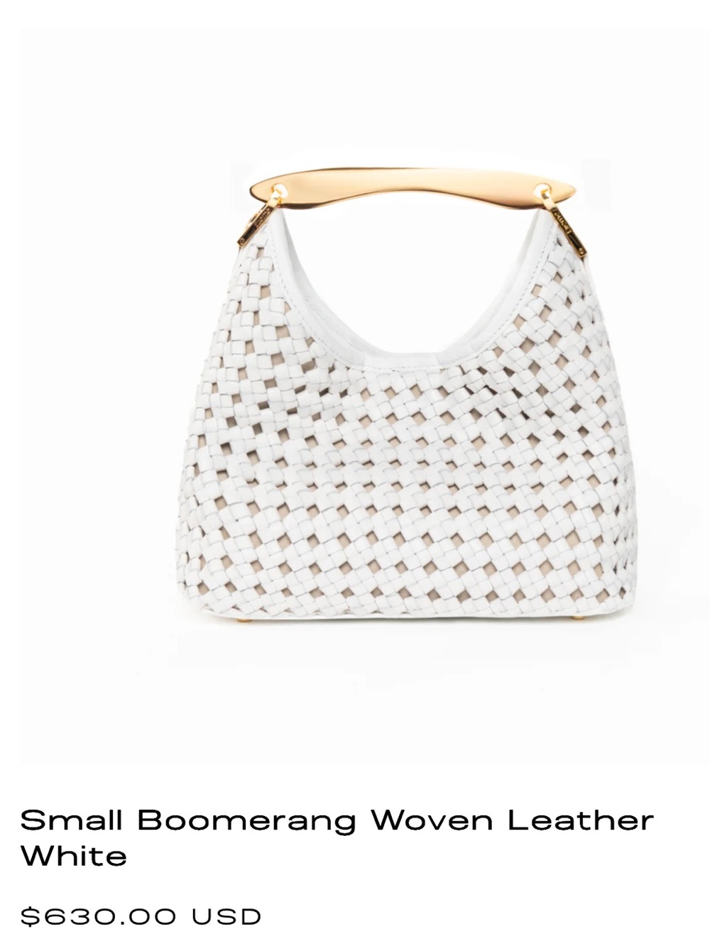 Elleme Small Boomerang Woven Leather Bag — White
